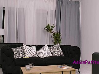 Petite horny Asian teen slut takes interracial pussy pounding thrill