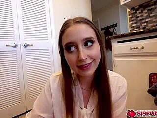 Laney Grey seduces stepbro Brad Newman with titty fuck handjob blowjob monster cock