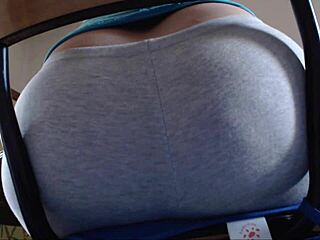 wonderful farts rip from her tight yoga pants close-up