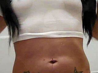 emy angel drenches t-shirt exposing her wet curves