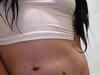 emy angel drenches t-shirt exposing her wet curves