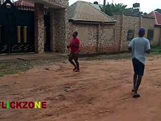 Chubby Ebony Neighbor's Oiled Big Tits and Ass Tease