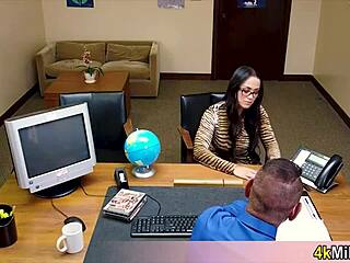 Geeky Asian Secretary Deepthroats Cock For Promotion