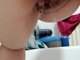 horny old friend fucks wet big tits ass slut girlfriend doggystyle closeup shaved pussy pisses