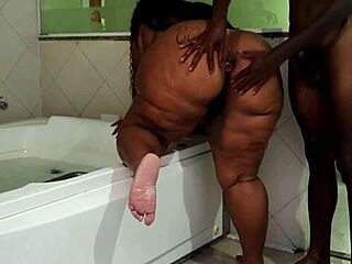 ebony bbw's tight ass gaped wide by massive black cock bareback