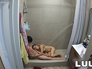 hey luuv grossy strokes her bf's cock so good in the steamy shower 😏