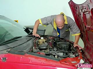 hey tgurl luana alves, that mechanic's cock is pounding your tight ass bareback!