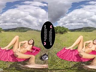 I- i can't stop... vanessa decker fingers her trimmed pussy outdoors in vr so hot