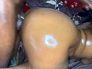 Big Booty Ebony Babe Squirts on Monster Cock in Anal Creampie Doggystyle Ride