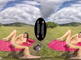 I- i can't stop... vanessa decker fingers her trimmed pussy outdoors in vr so hot