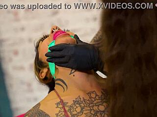 Double femdom latex dildos spit on tits 😈🔥