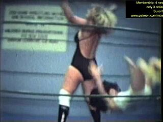 mixed wrestling turns into wild sweaty catfight domination struggle