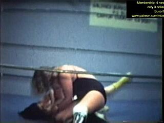 mixed wrestling turns into wild sweaty catfight domination struggle