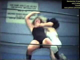 mixed wrestling turns into wild sweaty catfight domination struggle