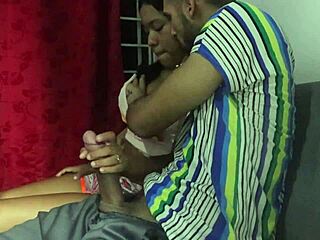 grabo mi emo colombian hermanastra touching my cock on tv then she cums doggy with semen on ass