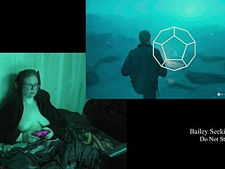 Curvy brunette bbw's fat tits and ass jiggle naked in game playthrough