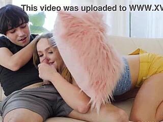 Horny blonde teen Nikole Nash steals Ricky Spanish's cock from shower jerk