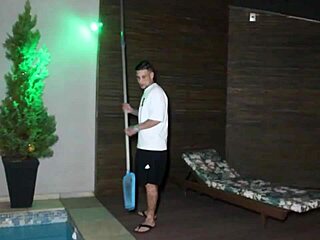 damn madame edna samara checks out her pool guy's huge telescopic cock up close