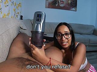 Step Mom Spots Step Son's Boner and Jerks It Quick onto Her Juicy Latina Ass