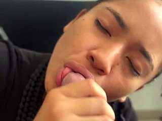 Cute Brunette Stepsis Friend Gives Seductive Blowjob