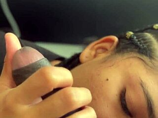 Cute Brunette Stepsis Friend Gives Seductive Blowjob