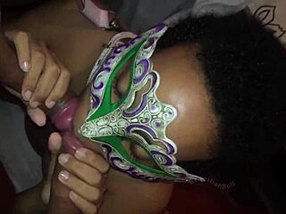 submissive hotwife takes brazilian bull's big black cock in mmf cuckold double penetration at home