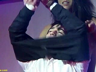 Wild Strapon Sex Rips Clothes Off Flexible Babe On Public Stage