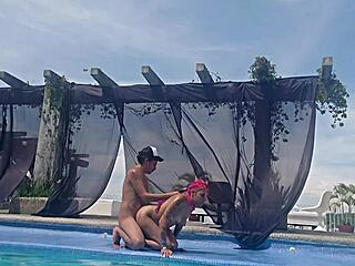 Mexican Latina Cousin Big Ass Exposed No Swimsuit Poolside Tease