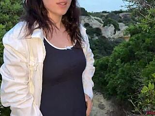 Nicky Mist Drops Tits for POV Street Blowjob Cumshot on Bra