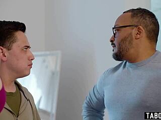 stepson fucks cheating stepmom while husband watches cuckold style