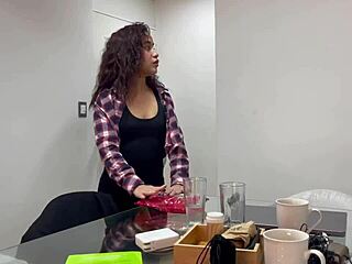 Petite Venezuelan teen maid strips naked, rides cock submissively with deepthroat