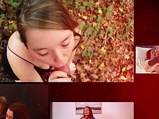 18 year old teases and sucks older guy's cock then gulps condom cum