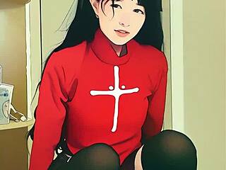 I-I meant to say... tiny asian teen struggles with huge dildo ai style??