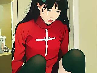 I-I meant to say... tiny asian teen struggles with huge dildo ai style??