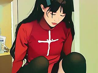 I-I meant to say... tiny asian teen struggles with huge dildo ai style??