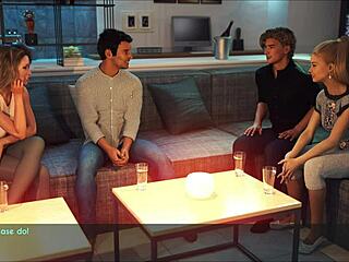 a milf wife and stepmother teases with her massive tits in teasing family close-up moments