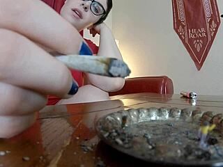 tall giantess smokes and dumps ash on humiliated tiny men with glasses fetish
