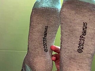 white girl flashes socks and toes for quick cash fetish!