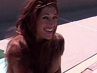 poolside redhead chill flips to rough anal creampie pounding doggystyle