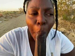 pulled over ebony fuck car doggystyle sloppy cumshot