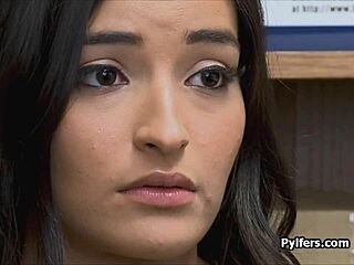 teen burglar spreads tight pussy wide for security cock in shop