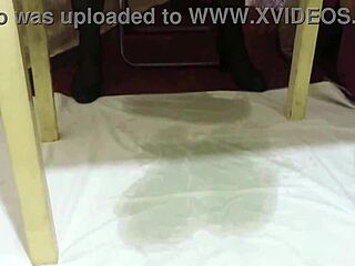 a milf sneaks peeing under table in amateur wet fetish compilation