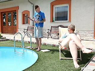 Pool Cleaning Duty Sparks Curvy Bbw's Kinky Submission