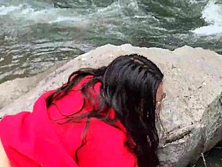 petite asian flashes her curvy assets during riverside quickie adventure