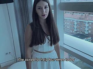 Woke up jerking off next to big ass babe, suddenly fucking her in hotel