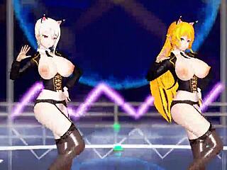 Killer Lady Nagiri Erina X Nagiri Alice In Black Sheer Lingerie Food Wars Hentai