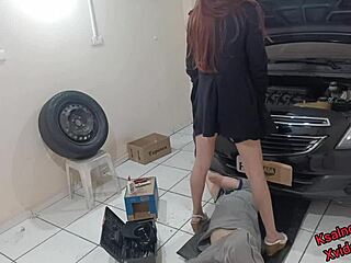 Boss lady's horny tease leads mechanic to fuck her right in the workshop