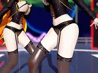 Killer Lady Nagiri Erina X Nagiri Alice In Black Sheer Lingerie Food Wars Hentai