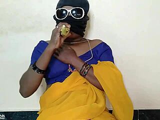south indian aunt enjoys big banana in her special spot