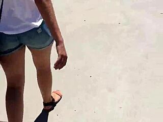 whoa check out this sexy babe's ass bouncing in tight booty shorts on street voyeur cam 🍑🔥😍